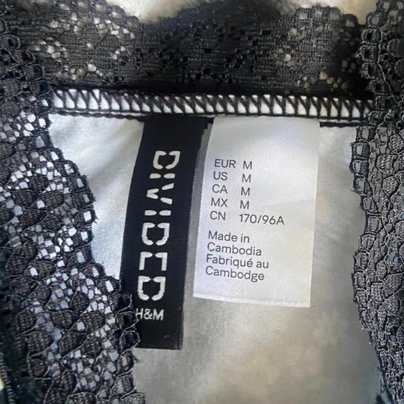 H&M DIVIDED (Size M) Blue Floral Black Slip Dress - Picture 7 of 8